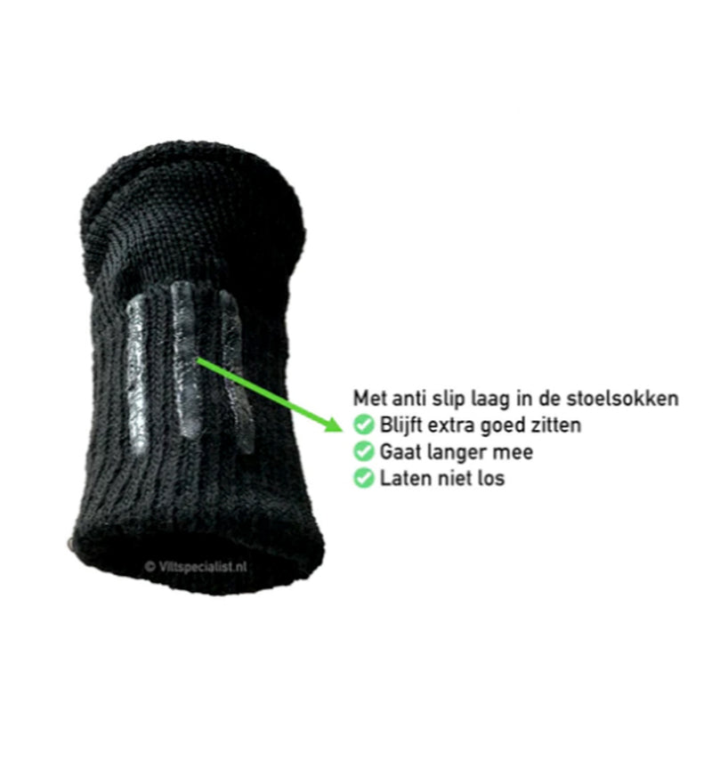 Meubelvilt/Anti-krasvilt Stoel Sokken Zwart - 4 Stuks