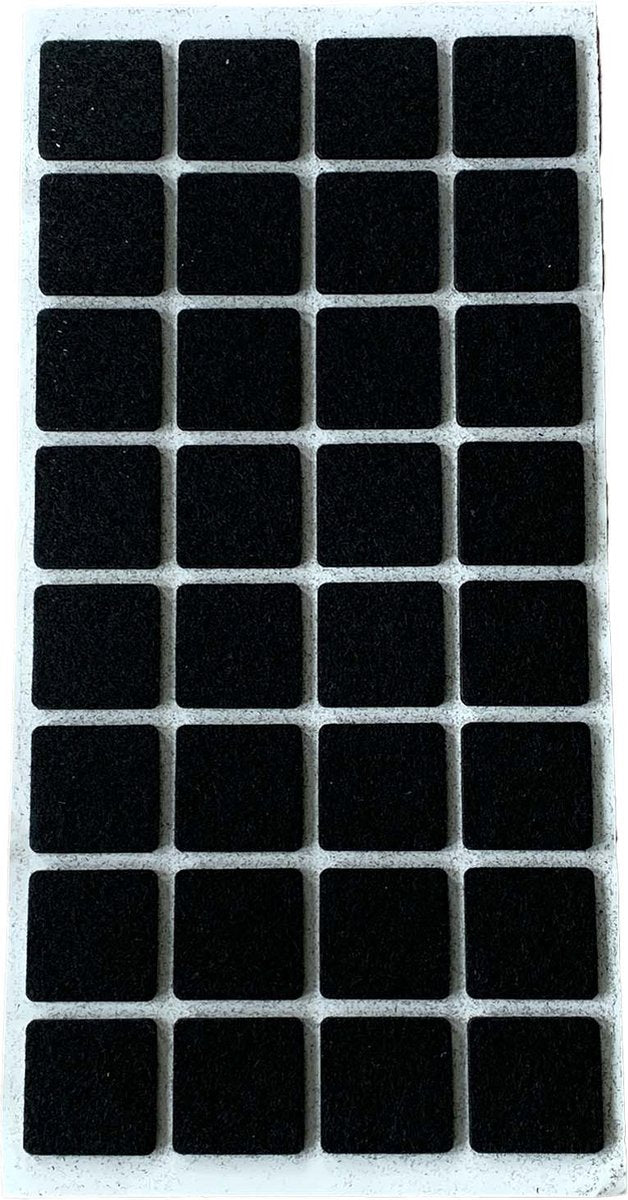 Meubelvilt/plakvilt sterk zelfklevend | 2.5cm vierkant | 32 Stuks zwart