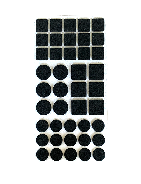 Meubelvilt/plakvilt sterk zelfklevend | Rond & vierkant | 42 Stuks zwart
