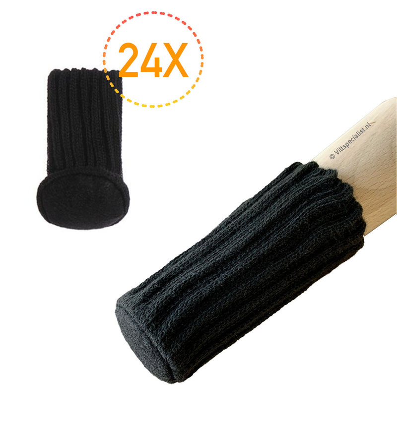 FSW-Products Meubelvilt Stoelpoot Sokken 24 Stuks Zwart Voordeel Set